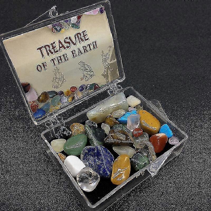 אוצר האדמה נפל מלוטש אבני חן טבעיות מערבבות צבעים בתיבה דגימה מינרלית קריסטל אבן גולמית לקולקציה מתנה