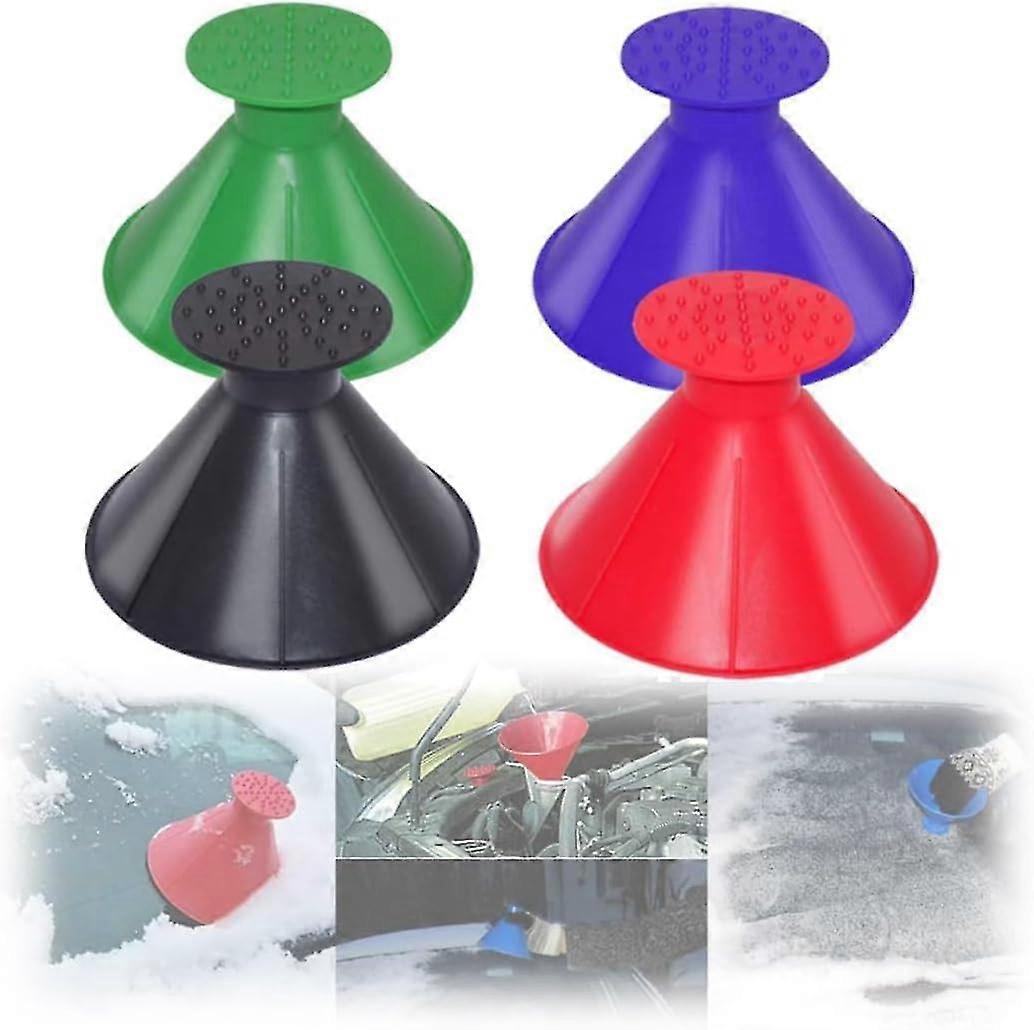Ice Scraper Magical Ice Scrapers 4pcs For Car Windshield Windscreen Ice Cone Refuelling With Funnel Snow Shovel Wiper Brush Round Scraper Ice Removal