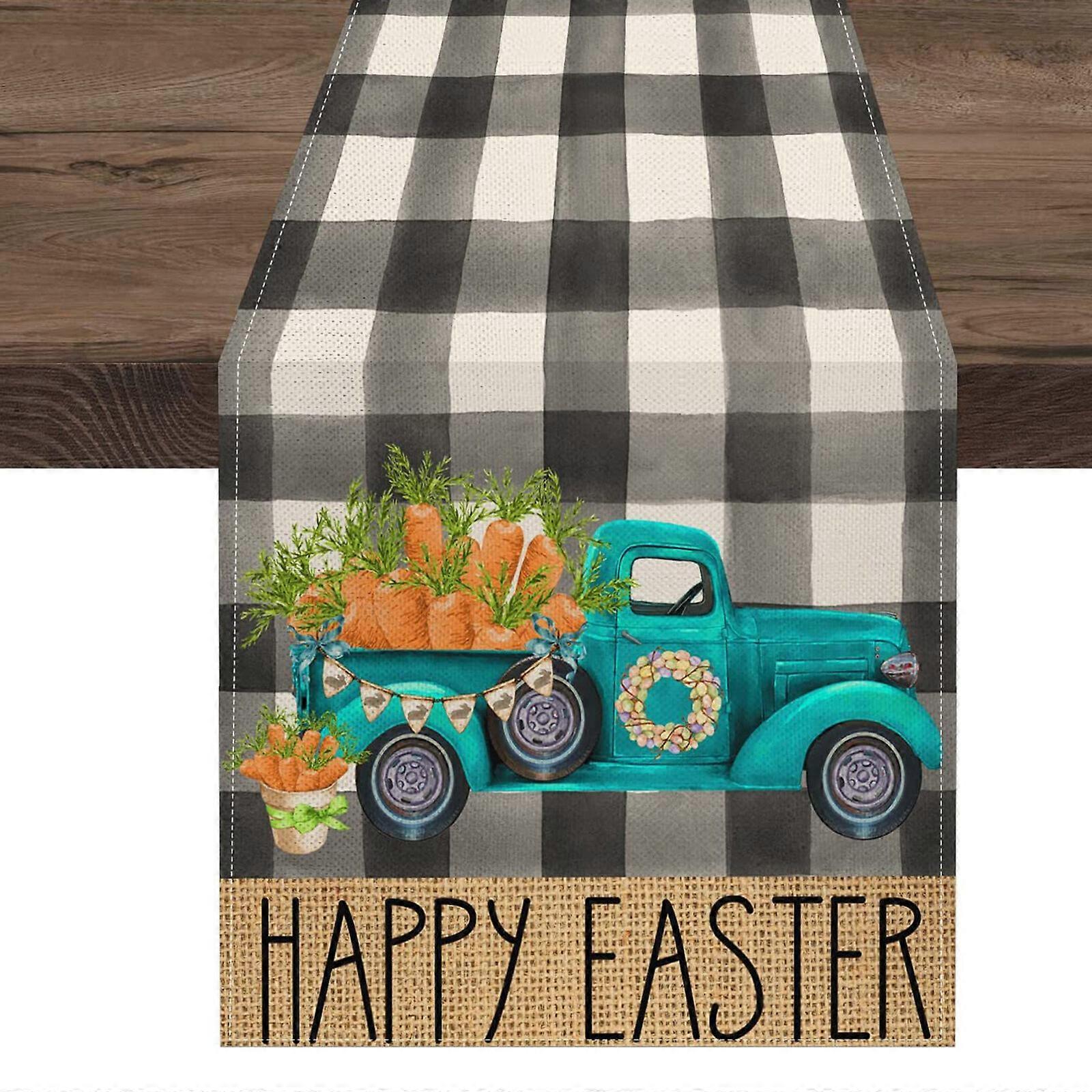 Easter Table Runner Buffalo Plaid Carrotte Creative Durable Polyester Nappe Mode Décorations