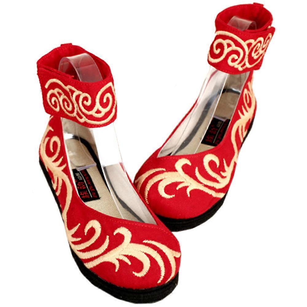 Chaussures brodées en tissu ancien de Pékin à semelles solides