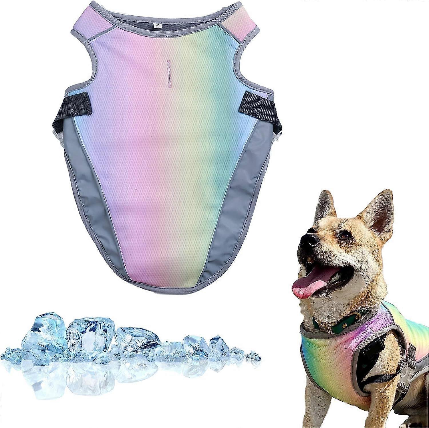 Dog Summer Cooling Vest, Dog Cooling Vest, Breathable Mesh Cooler Dog Puppy Ice Vest, Adjustable Ultra-soft for Small Medium Large Dog
