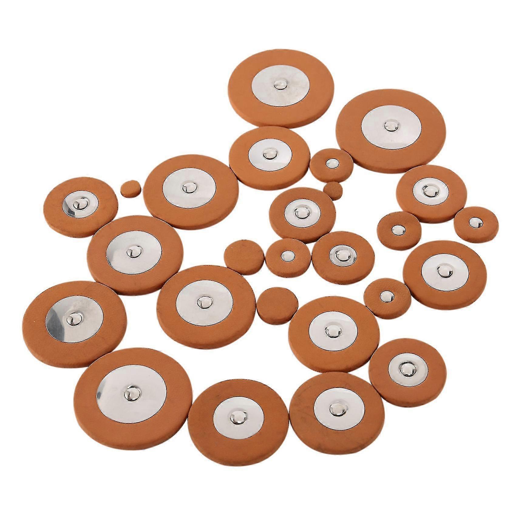 25 Pcs Professional Leather Tenor Saxophone Pads Orange Sax Pads Replacement Woodwind Musical Instr