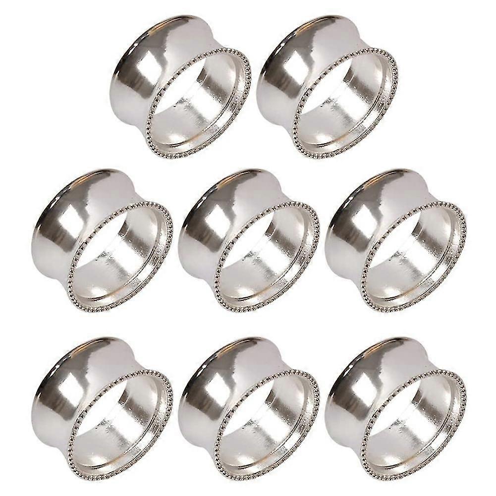 8 Pieces Of Alloy Beaded Napkin Ring Delicate Napkin Buckle (silver)