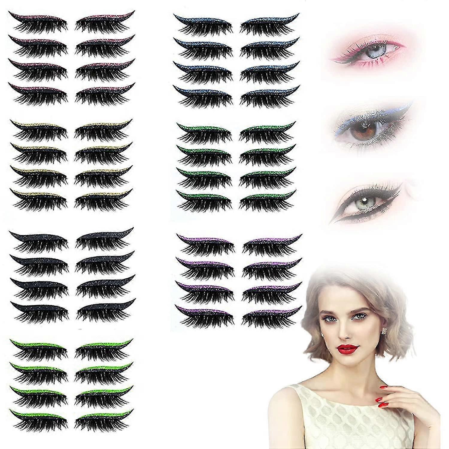 Eyeliner Sticker With Eyelashes, Reusable Eyeliner & Eyelash Stickers, False Eyelashes With Eyeliner Waterproof-ZZY
