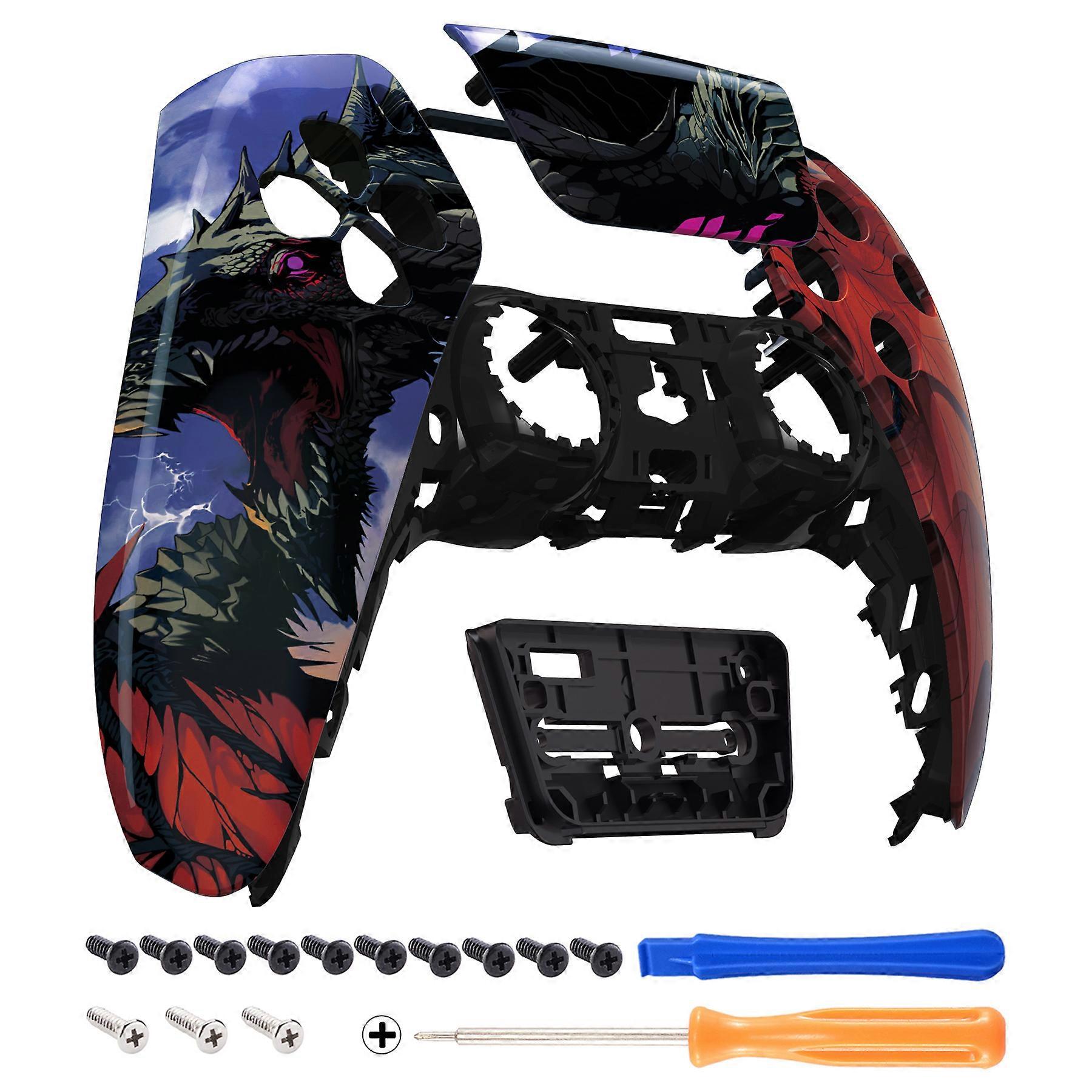 Jade Dragon - Cloud Dominator DIY Replacement Shell Custom Touch Pad Cover Faceplate Compatible with ps5 Controller