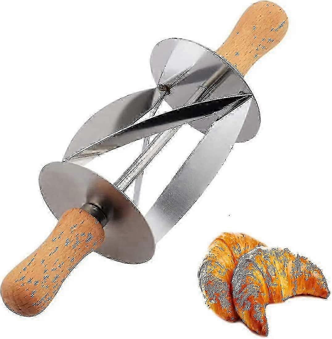 Croissant Cutter Roller - Croissant Maker Stainless Steel Roller Slices Perfect Shaped Pastry Dough, Multi-function Rolling Knife
