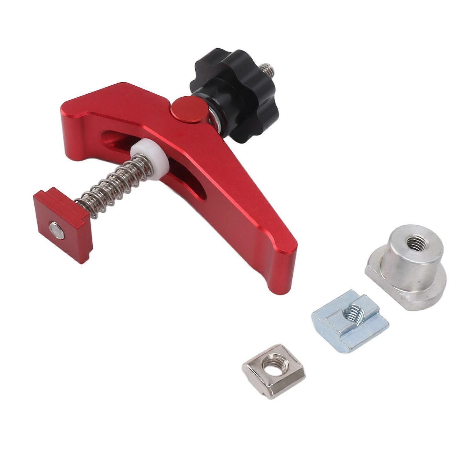 Hold Down Clamp T Track Quick Acting Aluminium Alloy Red T Slot CNC Router Clamp Kit for Woodworking