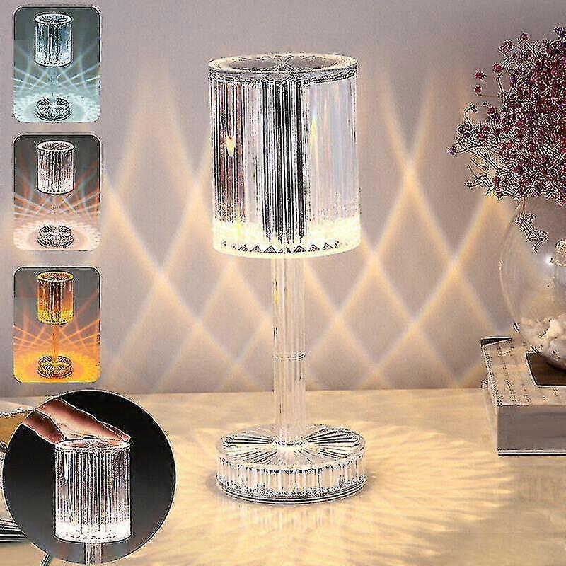 Touching Control Gatsby Crystal Lamp,3 Colors Changing Lamp Usb Rechargeable