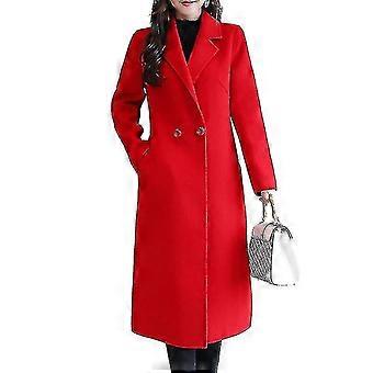 Red Coat Ladies Plain Coat, Work Trench Coat, Casual Long Jacket