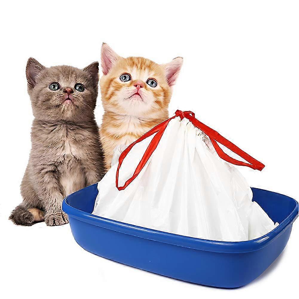 Cat Litter Box Liners Large With Drawstrings Scratch Resistant Bags For Medium And Large Litter Box 10 Pack (l, White)