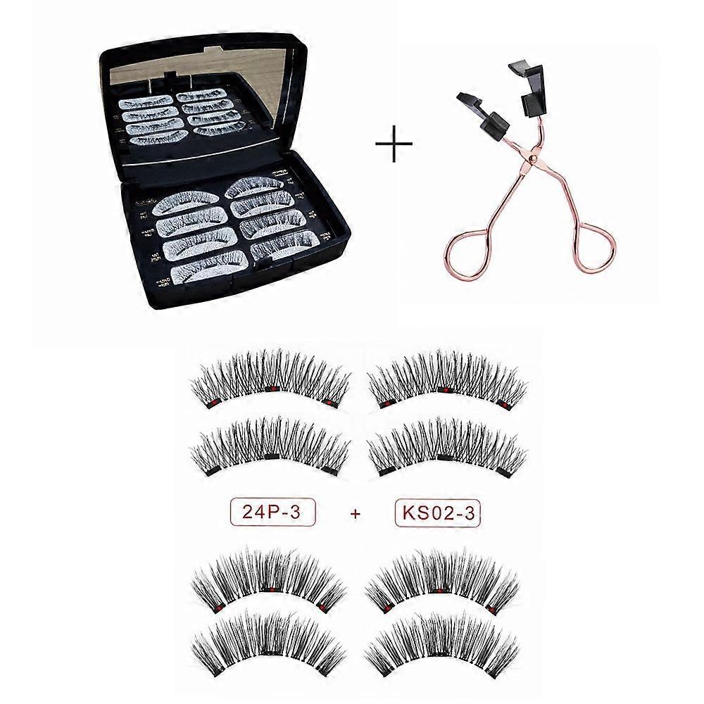 Magnetic Eyelashes,Reusable Magnetic False Eyelashes 3D 3 Magnets Extension Soft individual False Eyelashes No Glue With Tweezers