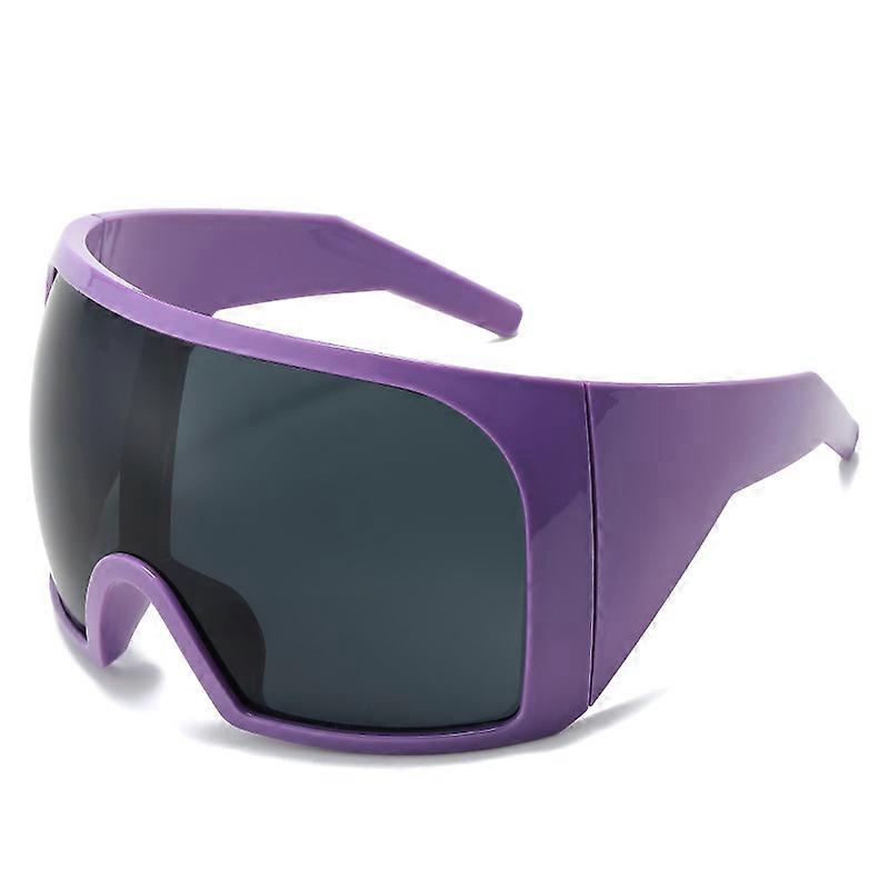 Oversize Fashion Y2k Wrap Around Sunglasses For Adult Big Frame Black Shades Luxury Brand Design Punk Sun Glasses One Piece