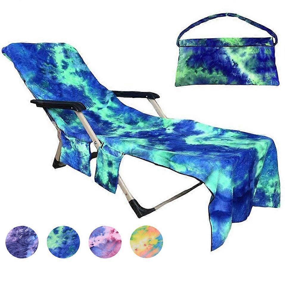 Beach Chair Cover, Microfiber Lounge Towel Cover with Side Pockets