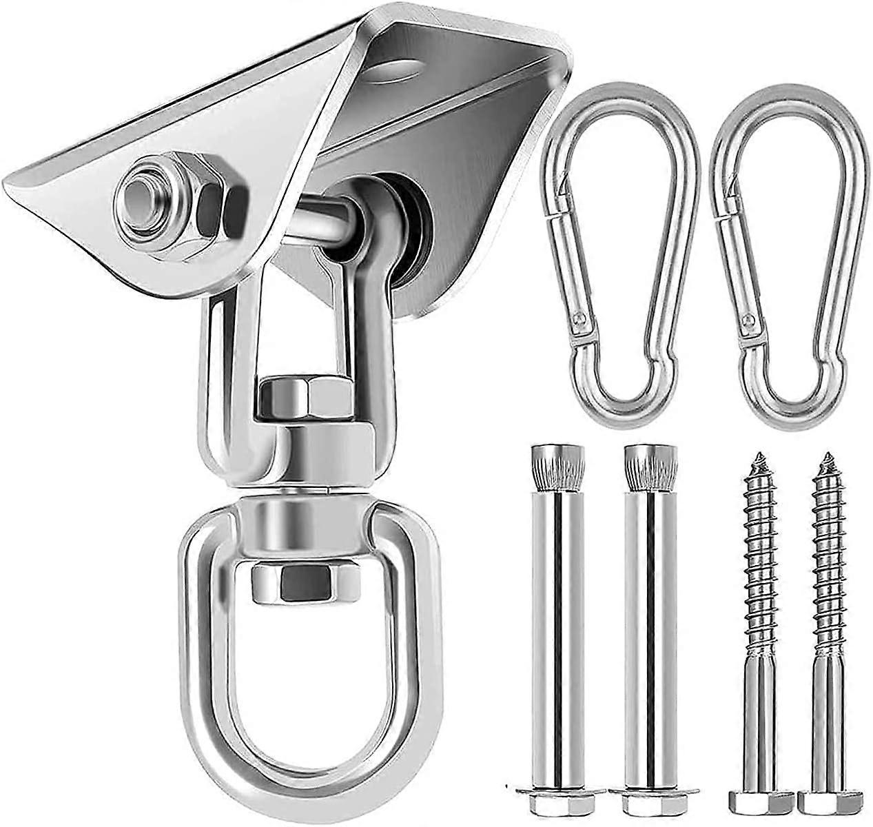 Heavy Duty Swing Hangers, 360 Rotate Swivel Hammock Hooks with Screws, Stainless Steel Swing Hook