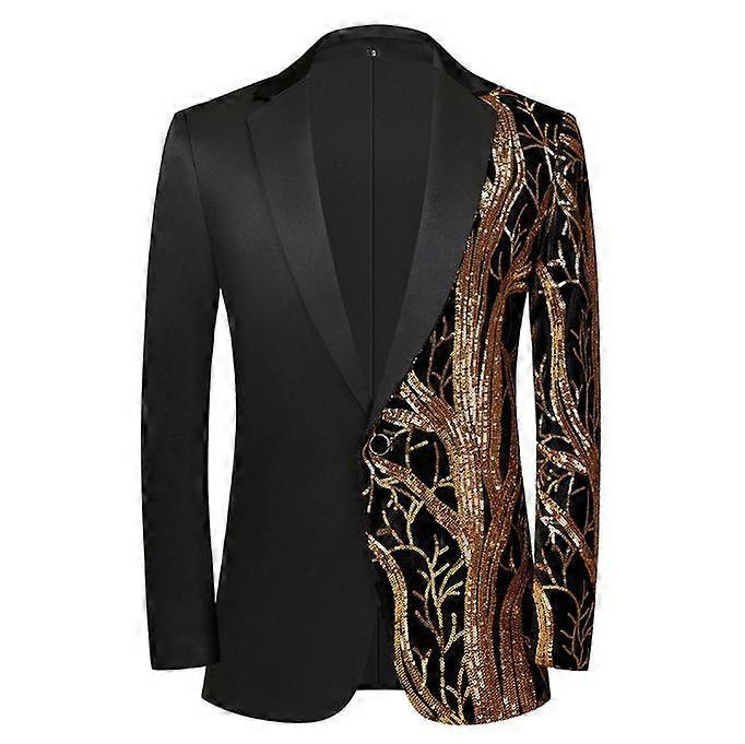 Mens Party Dress Suit Jacket 1 Button Sequin Tux Blazer Coat