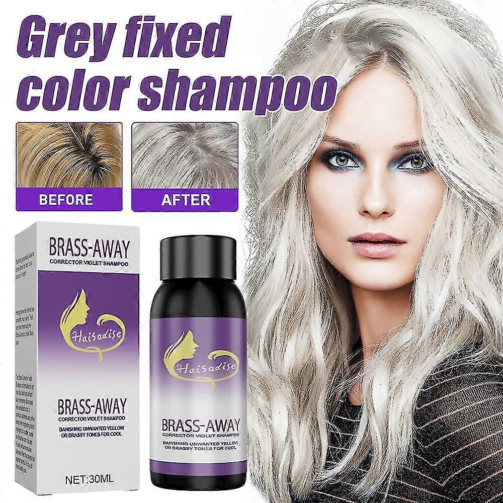 30ml Gray Fixed Color Shampoo, Gray Hair Care Lock Color Fading After Shampoo Bleaching 1/2pcs