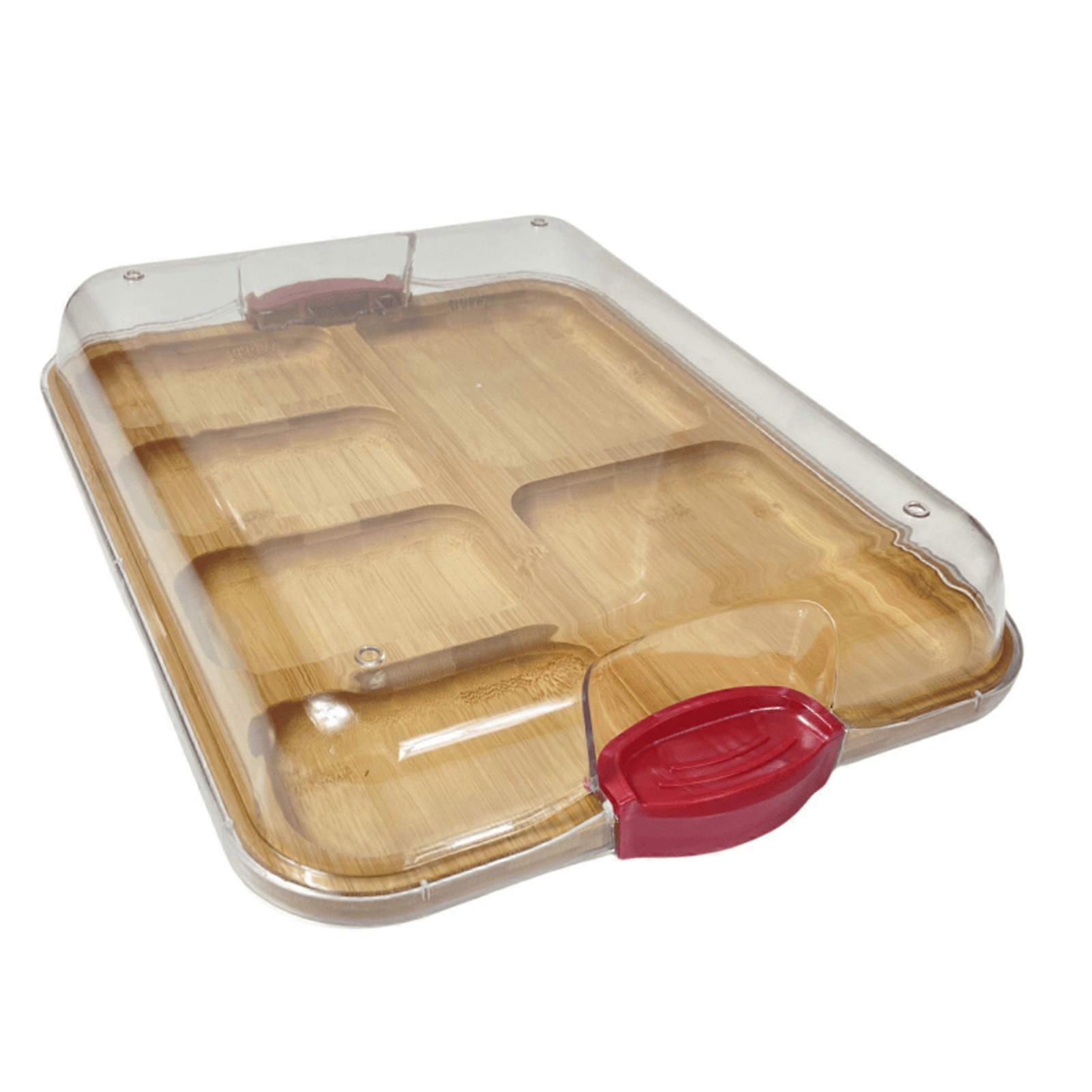 Charcuterie Boards with Lid Double-Sided Food Plate Cheese Board with Locking Buckle Sauce Grooves Cutting Boards for Kitchen