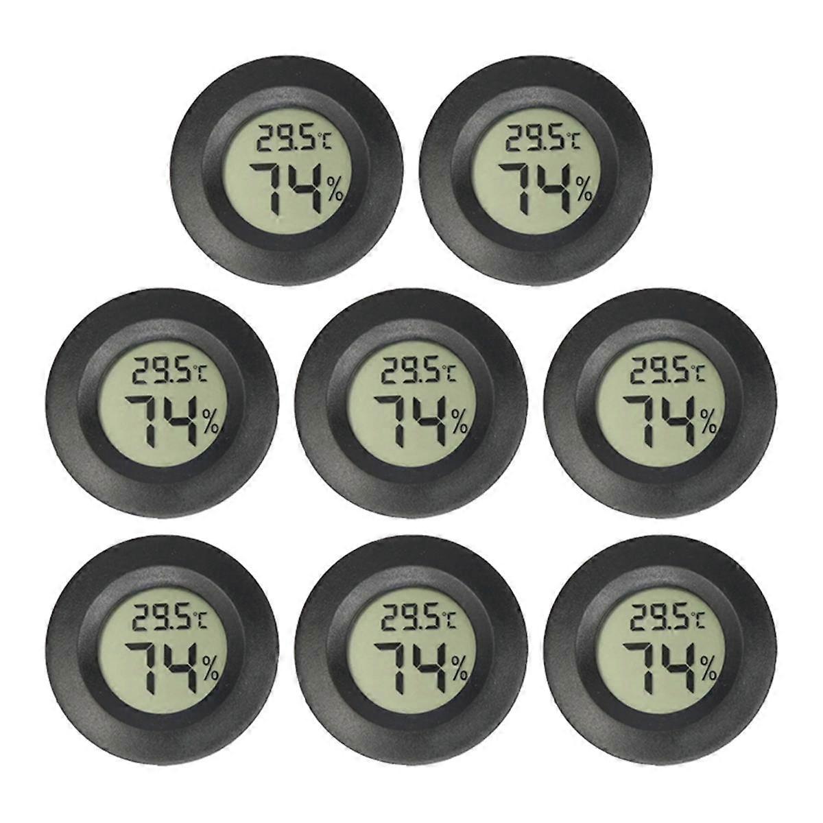 8PCS Mini LCD Digital Thermometer Hygrometer Round Temperature Humidity Sensor for Freezers Wine Co