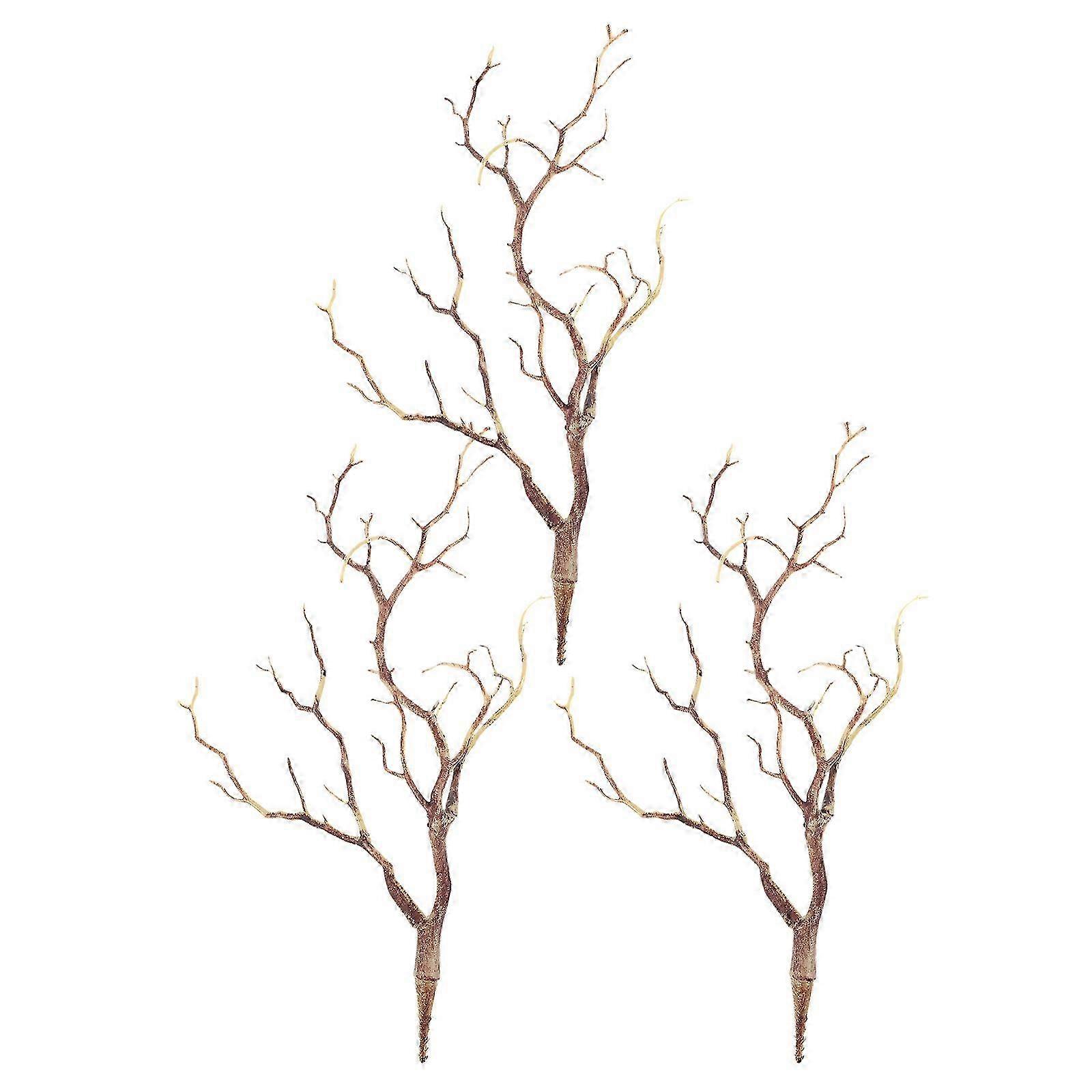 3pcs Artificial Dried Tree Branches Plastic Fake Branches Similart to Real Plants Antlers Horns Shaped Branch for Decoration(Coffee)