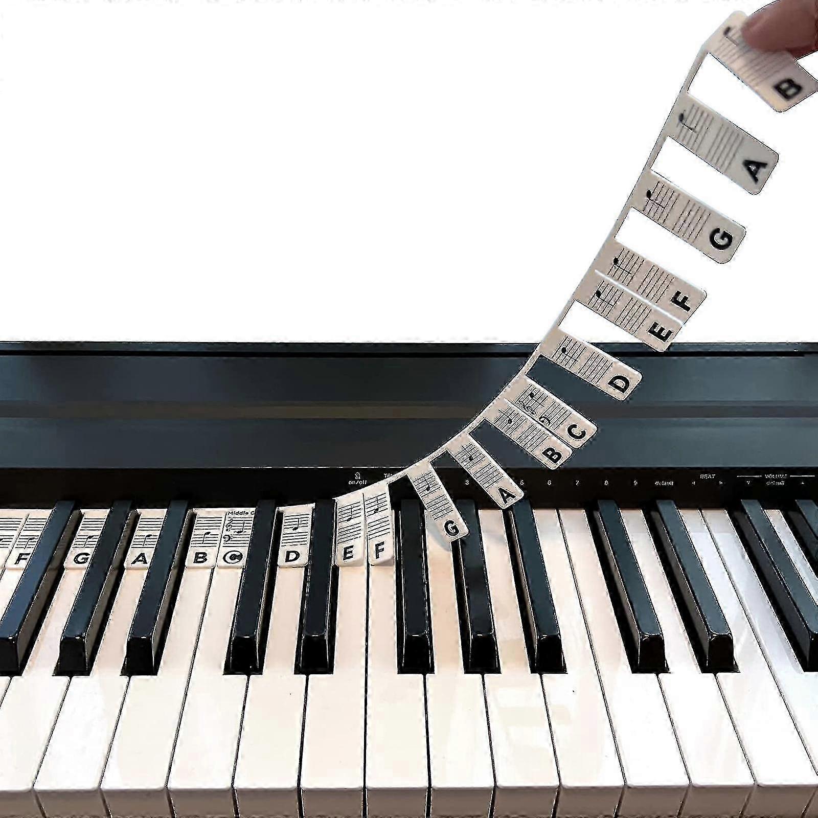 Beginner's Guide To Piano Notes, Removable Piano Keyboard Learning Note Labels, 88 Keys Full Size, Made Of Silicone, Reusable