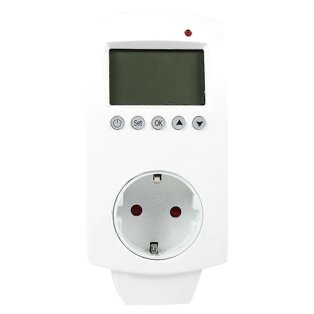 Plug In Thermostat Digital Programmable Temperature Controller with Outlet (EU Plug)