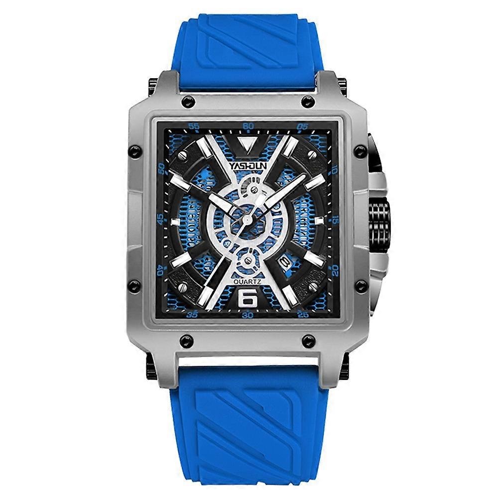 Type B YASHIDUN 5071 Stylish Square Quartz Watch Silicone Strap Men Luminous Wrist Watch