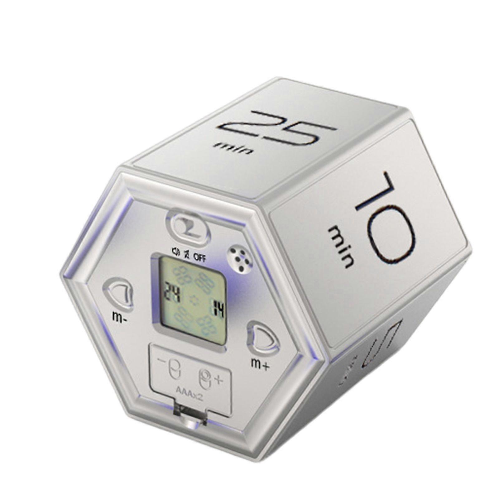 Productivity Hexagon Timer Gravity Sensor Flipping LED Display 6 Preset Time Dual Modes Time Management Countdown Cooking Student Study Mini Digital T