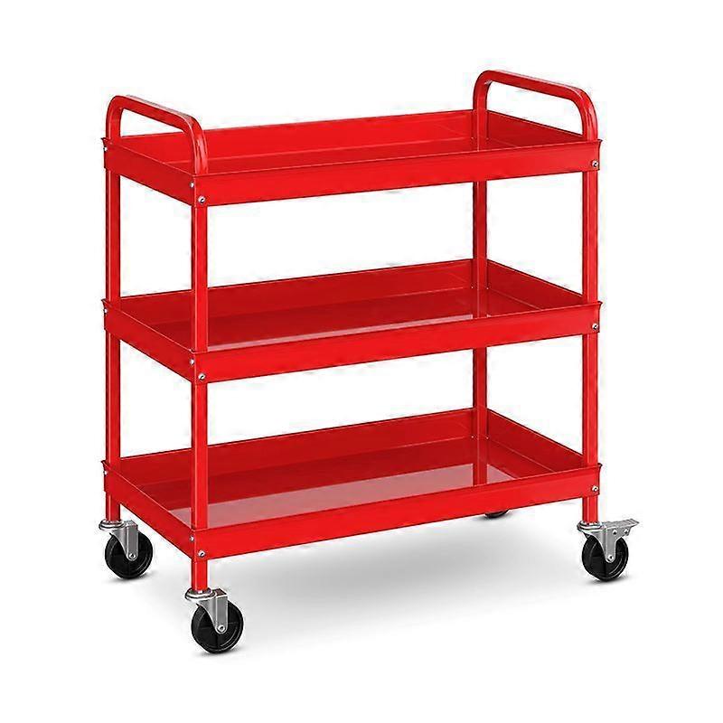Household Commercial 3-Tier Utility Service Cart with Flat Handle