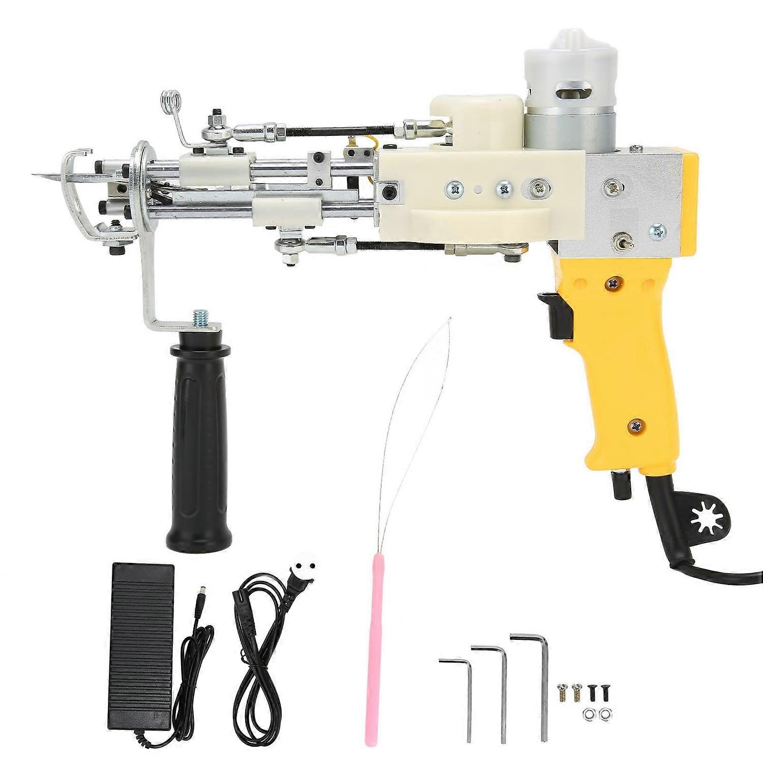 2 in 1 Rug Tufting Machine Adjustable Speed Hand Crafted DIY Electric Carpet Gun Machine 100‑240V Ye