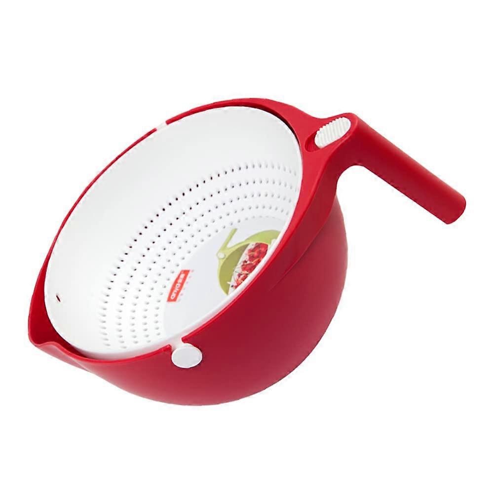 Rice Washing Tool Double-Layer Colander Bowl Plastic Mixing Basket Red For Rice, Fruits, Vegetables