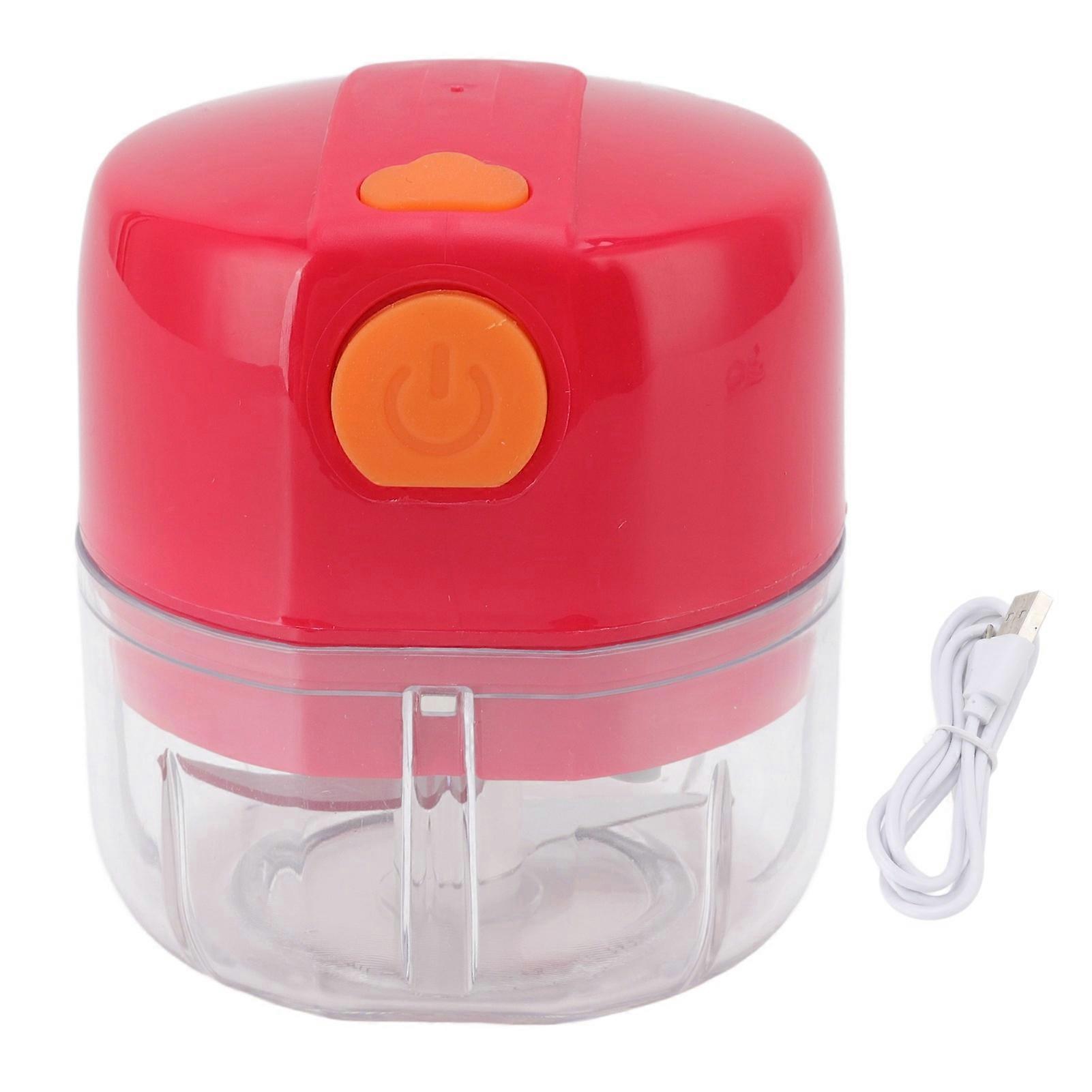 Garlic Chopper USB Charging Portable Red Double Blade 360 Degrees Cutting 100mg Capacity Mini Vegetable Chopper
