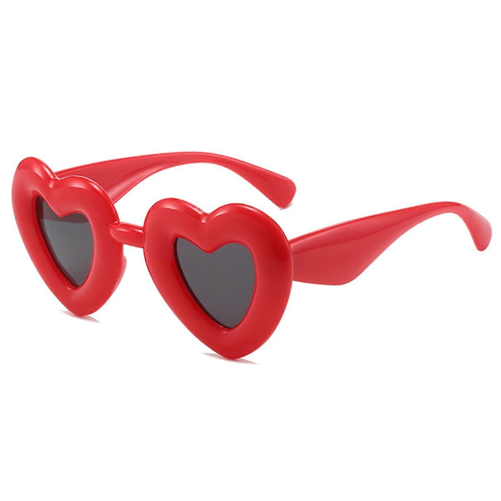 Chunky Retro Heart Sunglasses - Oversized UV400 Protection Mask-Style Shades, Heart-Shaped Frames