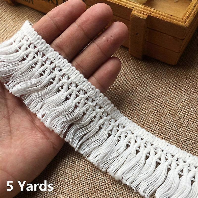 5yard Curtains Decoration Weaved Ribbon 3.5cm Wide Lace Fabric Cotton Thread Webbing Tassel Trim