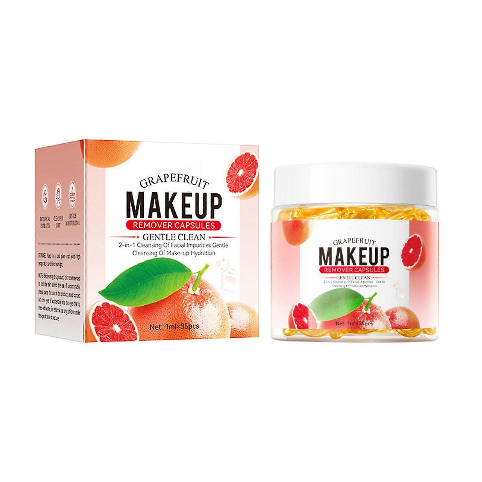 Grapefruit Cleansing Balm Capsules 35 Pcs Travel-Size Makeup Remover with Cold Vegan 1-Step Melting Tech 35ml