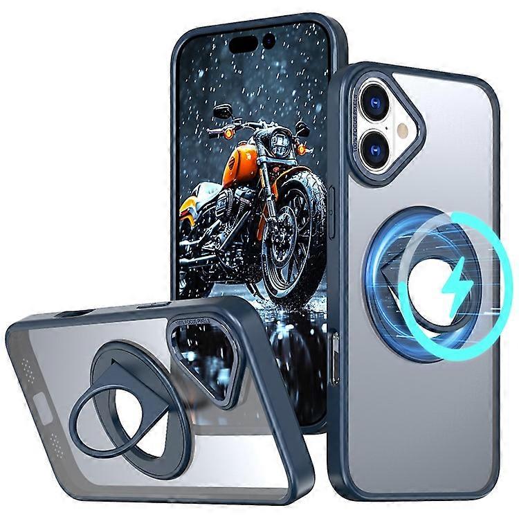 Compatible For iPhone 16 Case Compatible with MagSafe Rotating Kickstand TPU+PC Clear Back Phone Cover
