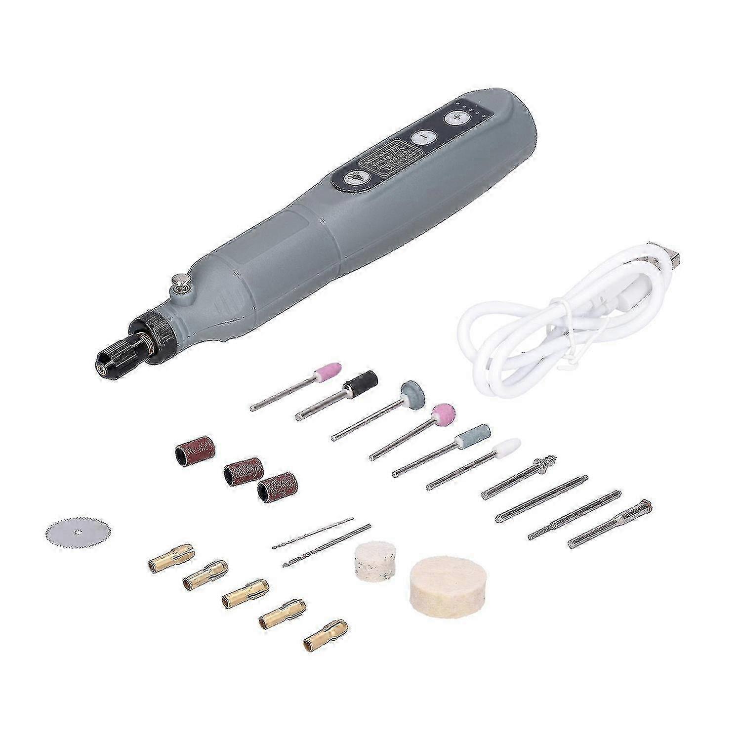 202 Mini Grinder Set Drill Power Tools Gray Portable Usb Charging With Light For Cleaning Cutting Dc f74
