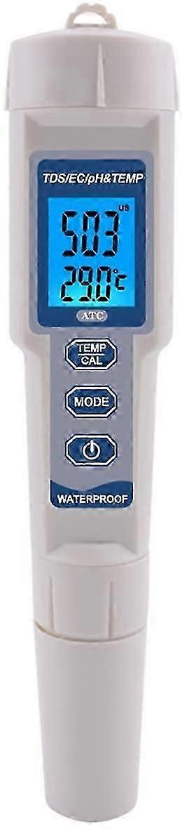 4 In 1 Waterproof Ec / Tds / Ph / Temp - Water Quality Tester For Drinking Water Swimming Pools
