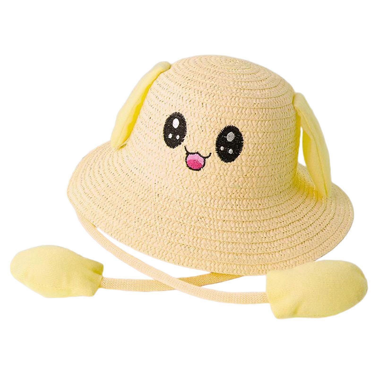 Rabbit Ear Sunshade Straw Hat Big Eaves Hat Durable Portable Breathable