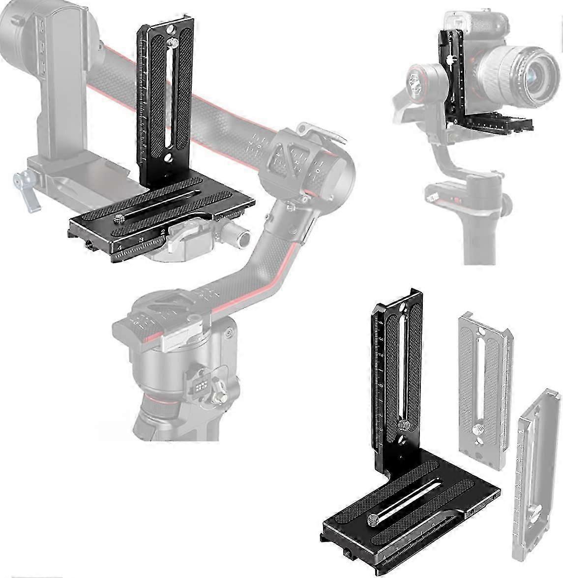 Aluminum L Bracket Vertical Horizontal Switching Quick Release Plate for DJI Ronin RS2 SC2 Zhiyun Weebill-S Gimbal Stabilizer Tripod Monopod and SLRs
