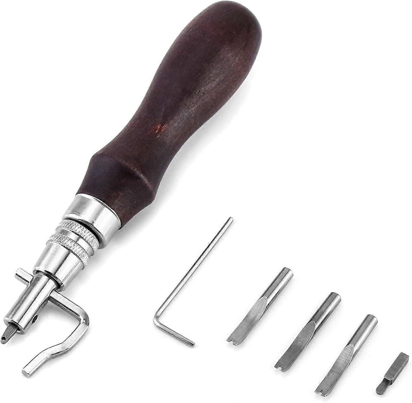 in 1 Adjustable Leather Working Grooving and Stitching Tools, Groover Creaser Sewing Tools for Leather Craft