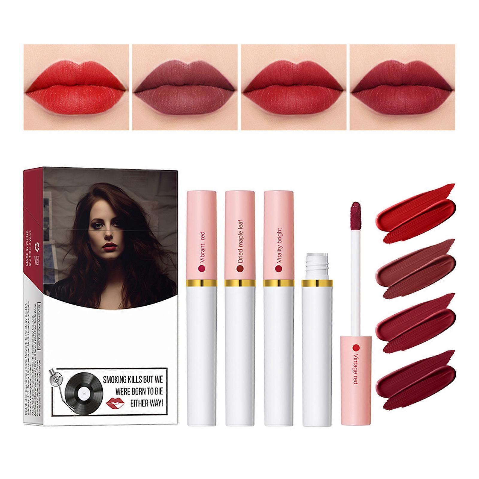 4 Colors Matte Cigarette Lipstick Set for Beautiful Lips Waterproof Lips Gloss All Day Office party Makeup  3
