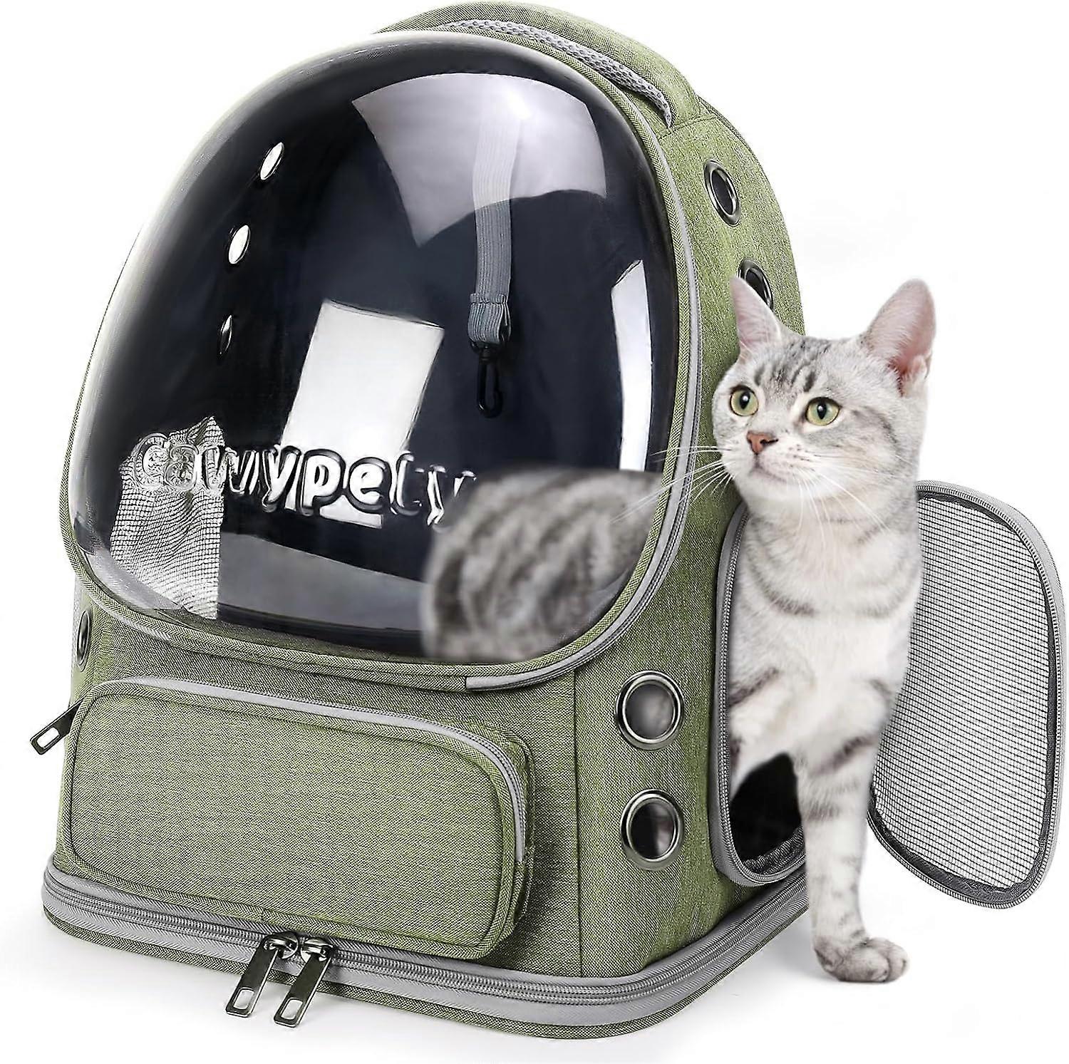 Cat Backpack Carrier, Breathable Large Space Bubble Pet Backpack for Kitty Small Dog up to 15lbs, Transparent Pet Carrier