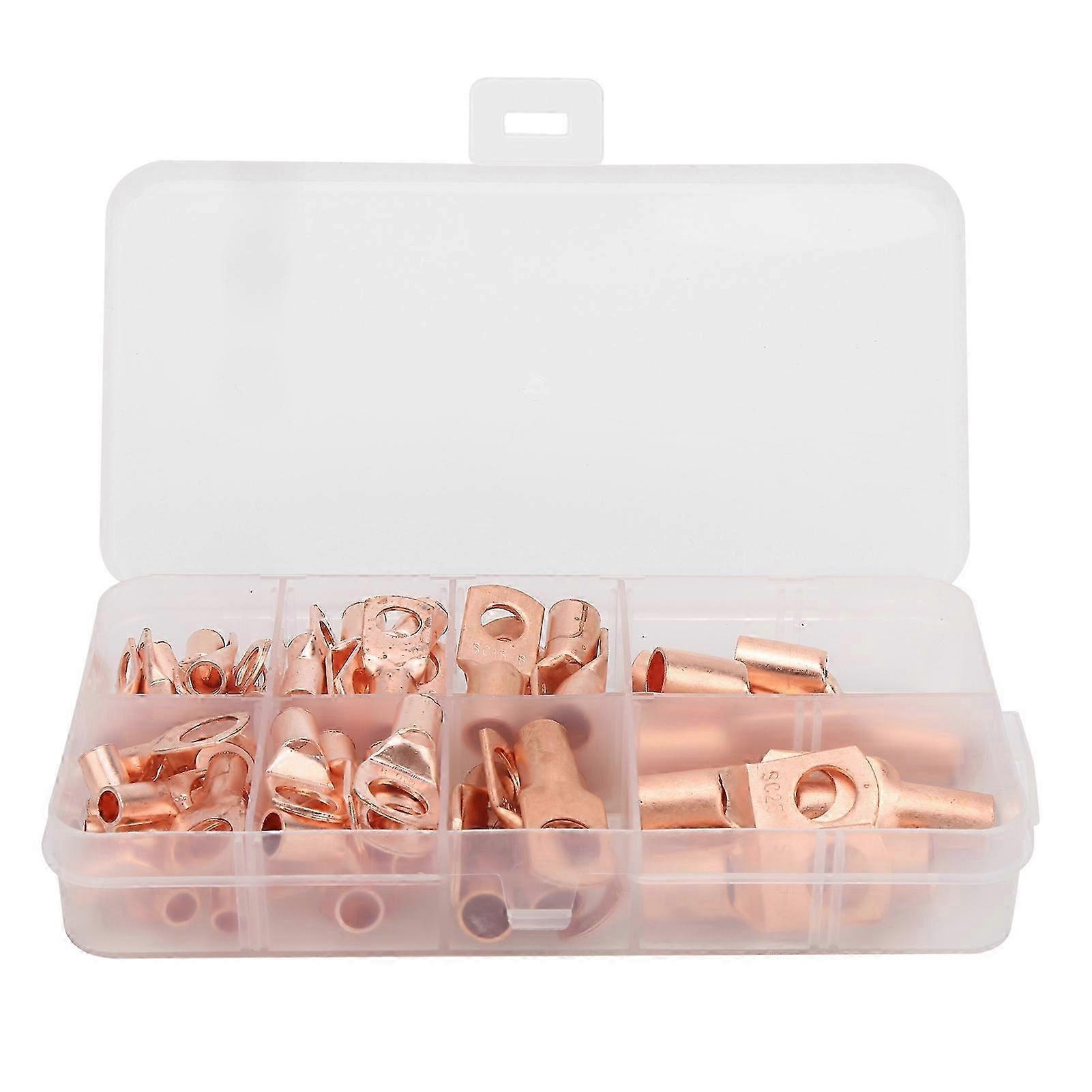 60Pcs Copper Ring Lug Terminals Electrical Wire Cable Crimp Connector SC6-SC25 Set