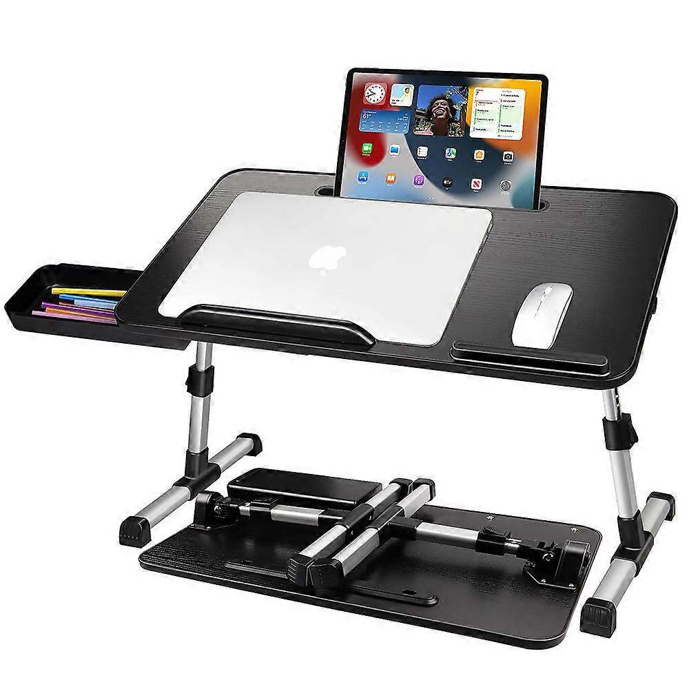 Adjustable Laptop Tray for Laptops up to 17 Inches, Strong and Stable Multipurpose Bed Table, Portable Design with Ergonomic Table Edge and Curved