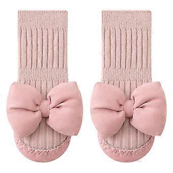 Soft Not  Slip Toddler Shoes with Bowknot Designs Learning to Walk Shoes Comfortable Wearing Suitable for Home & Nursery  Pink