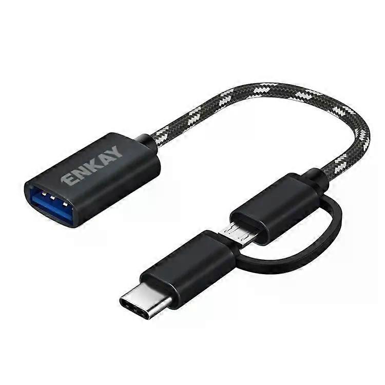 Type-C / Micro USB to USB 3.0 OTG Adapter Cable-2 in 1,Nylon Braided,