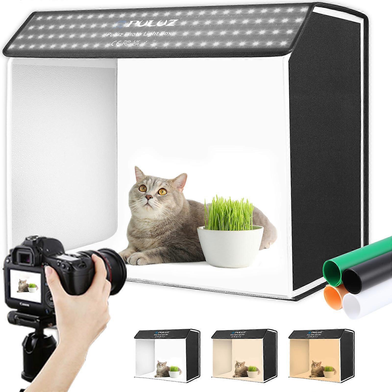 Photo Light Box, 24'x16' Product Photography Lightbox Folding Photo Studio Booth Tent with Dimmable 672 LED Lights & 4 Color PVC Backdrops