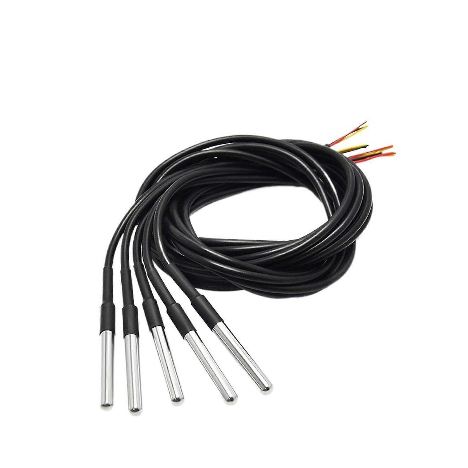 DS18B20 Temperature Probe Sensor - 1M, 2M, 3M Waterproof Stainless Steel Sensor, 5/10 Pcs Options Available