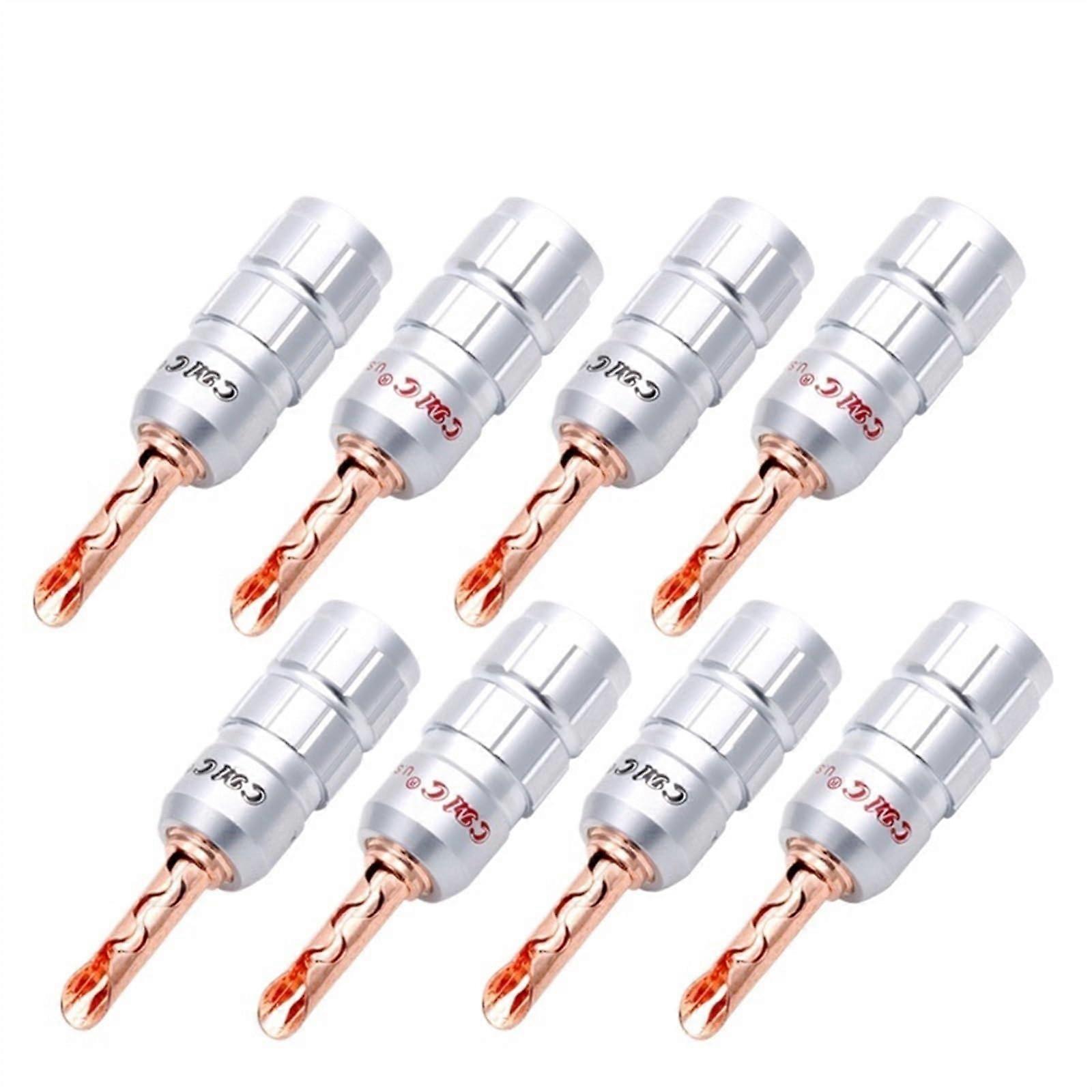 8pcs Speaker Banana Conector Sem Solda Cobre Jack Macho Parafuso Fio Adaptador para Cabo de Áudio e Vídeo Conector
