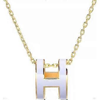 HTOOO Classic Letter H Design 18K Vergoldete Mädchen Halskette Bunte Farbe Optional Damen Geschenk 16 In Gold Kette für Frauen Edelstahl Schmuck